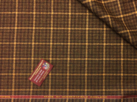 Brown with Gold over check 100% Pure New Lambswool Jacketing