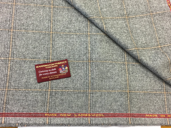 Grey with Over check 100% Pure New Lambswool Jacketing